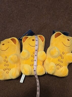 New! Haribo Gummy Bear Plushies Lot Of 3 Lihht Orange Candy Fun Kids